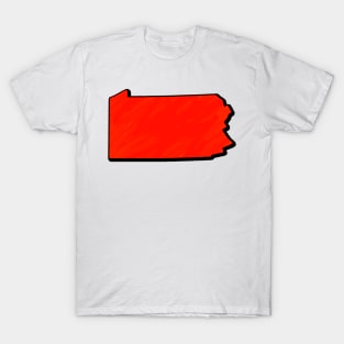 Bright Red Pennsylvania Outline T-Shirt